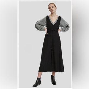 Jesse Kamm Black Palma belted jumpsuit in 100% raw silk
